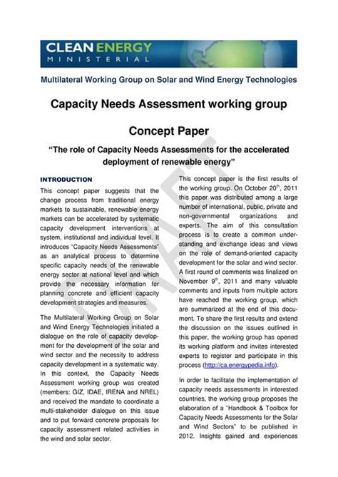 15 downloads 185 views 168kb size. File:II Concept Paper Capacity Needs Assessment WG.pdf - energypedia.info