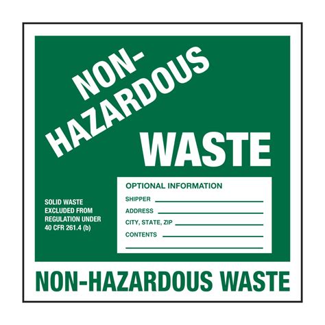 Pin Fed HazMat Labels Non Hazardous Waste 6 X 6
