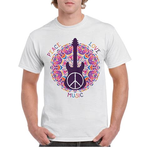 Hippie Peace Symbol And Guitar T Shirts For Fashion 2018 6552 Kitilan