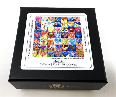 Wooden Jigsaw Puzzles For Adults Hearts 59 Piece Mini Etsy