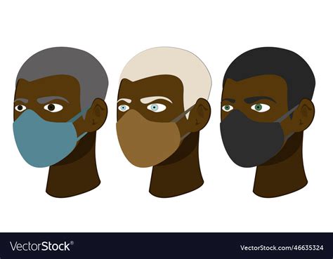 Dark Skinned Men With Short Hair In A Mask Vector Image