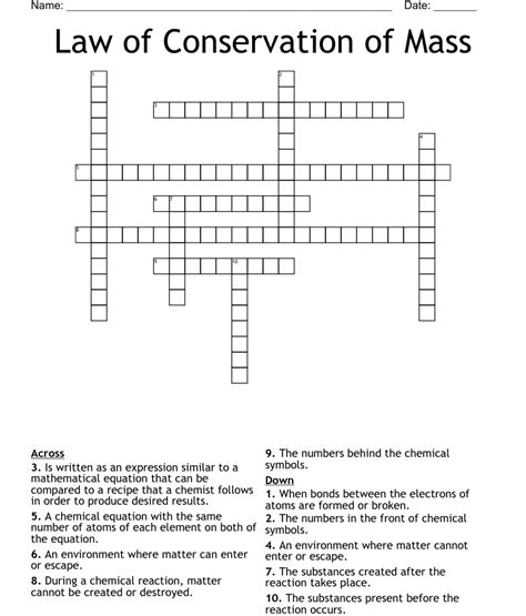 Similar To Law Of Conservation Of Mass Crossword Wordmint
