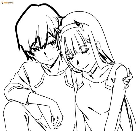 Anime Couples Kissing Coloring Pages