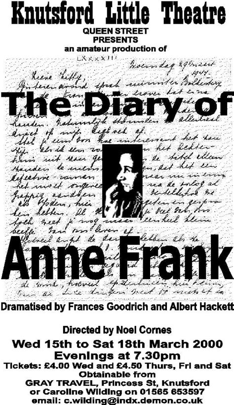 The Diary Of Anne Frank 2000 Knutsford Little Theatre