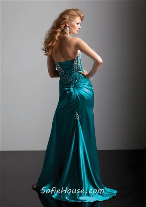 Sexy Sweetheart Long Hunter Green Silk Prom Dress With Beading And Slit
