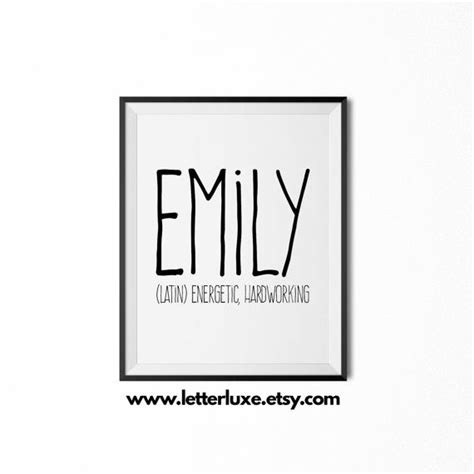 Emily Name Meaning Art Emily T Printable Baby Shower Etsy Emily