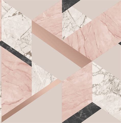 Rose Gold Marblesque Geometric Marble Wallpaper Fd42303 Wallpaper Sales