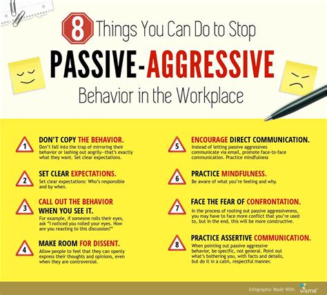 how to eliminate passive aggressive behavior at work 8 ways daily infographic