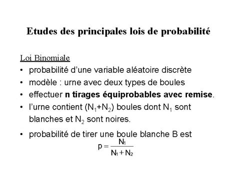 Etudes Principales Lois De Probabilit Loi Binomiale Probabilit