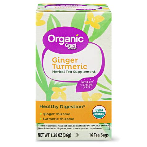 Great Value Organic Herbal Tea Supplement Ginger Turmeric Oz