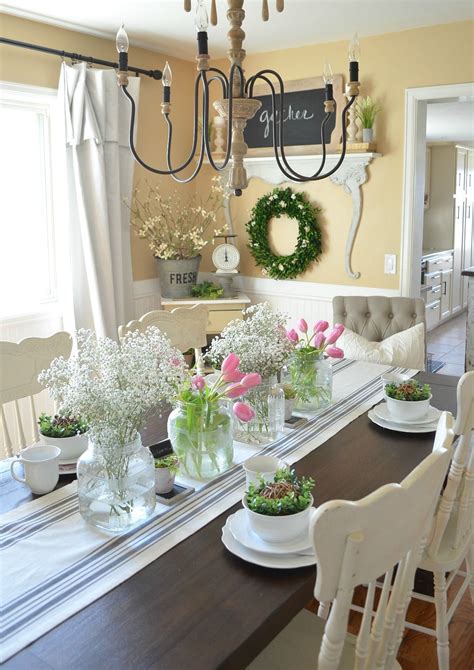 Paint the walls in your home office green or use some removable wallpaper in such shades for a spring feel. Simple Farmhouse Spring Tablescape | Spring kitchen decor ...