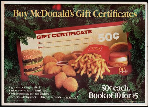 Does mcdonalds have gift cards. McDonalds Trayliner Placemat - Gift Certificate Stocking S ...