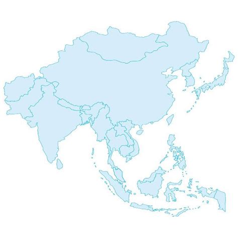 Outline Vector Map Of Asia Download At Vectorportal Asia Map Map