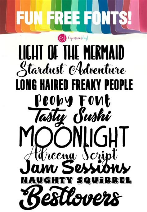 It converts a normal text to different free cool fonts styles, such as tattoo fonts, calligraphy fonts, web script fonts, cursive fonts, handwriting fonts, old english fonts, word fonts, pretty fonts, font art. More Fun Free Fonts - Expressions Vinyl