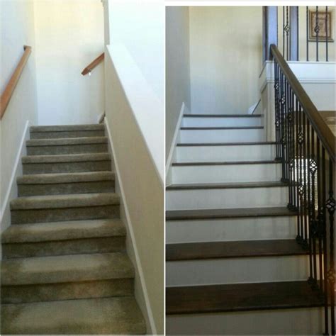 Before And After Of Staircase Stair Wall Home Remodeling Pony Wall