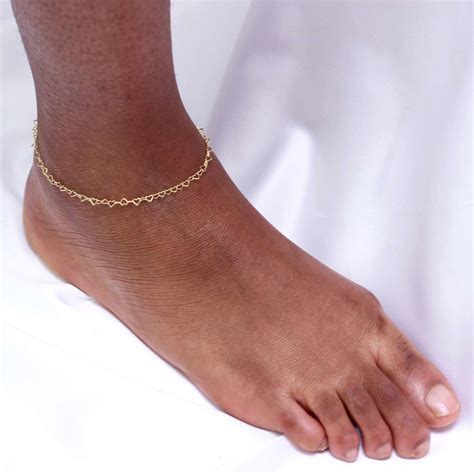 9ct Gold Open Hearts Anklet Uk