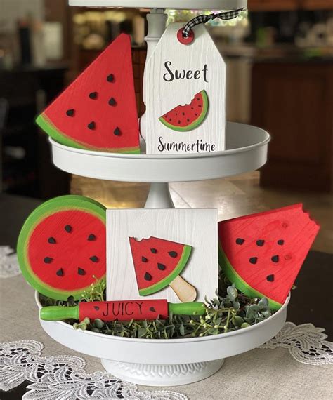 Pink Watermelon Tiered Tray Tiered Tray Decor Tiered Tray Tray