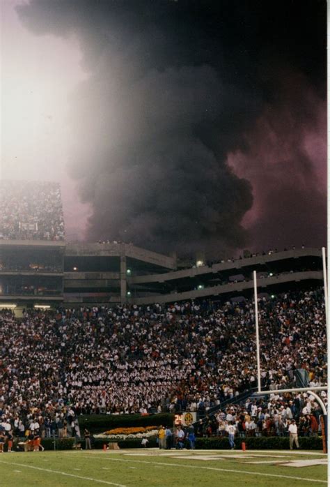 September 21 1996 Au Vs Lsu Rare Photo Of Smoke Rising Above Jordan