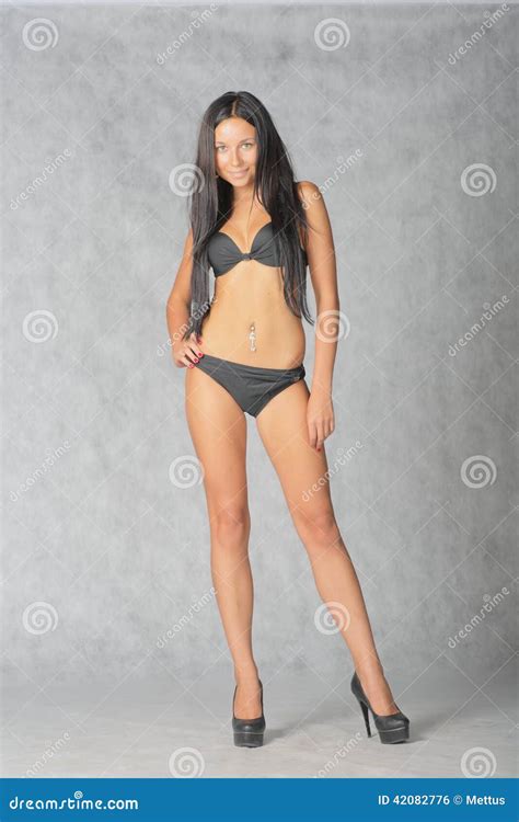Black Haired Women In Bikini In Studio Stock Photo Image Of Seduction
