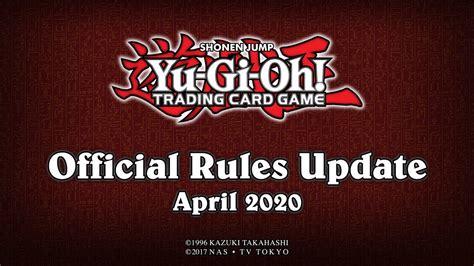 Yu Gi Oh Trading Card Game Official Rules Update April 1st 2020