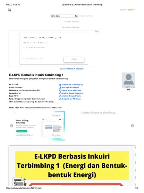 Ejercicio De E Lkpd Berbasis Inkuiri Terbimbing 1 Pdf