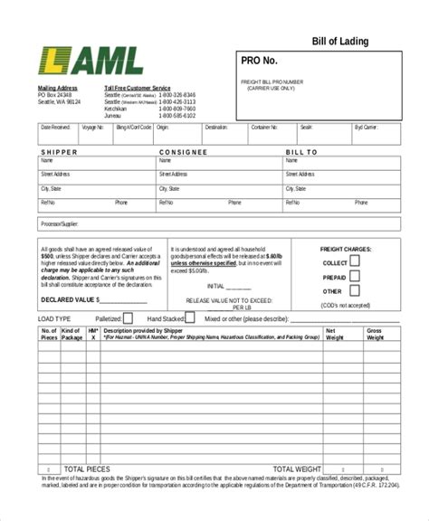 Use our free bill of lading template to help your international shipments and title transfers happen smoothly. FREE 15+ Sample Bill of Lading Forms in PDF | Excel | MS Word