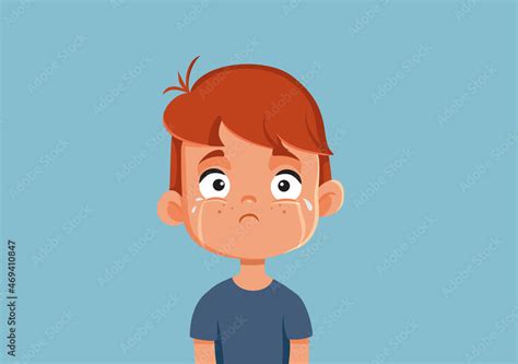 Sad Little Boy Vector Cartoon Character Illustration Stock Vector