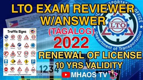 Lto Exam Reviewer 2022 For Renewal Of Drivers License Tagalog With