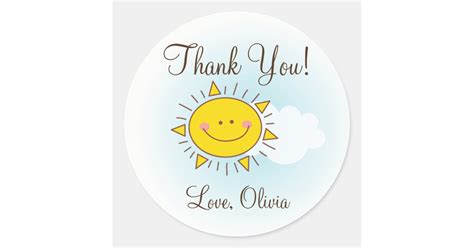 Thank You For Coming Cute Sunshine Baby Shower Classic Round Sticker