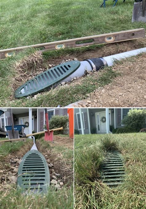 Buried Downspout Drainage System Installation Gutter Water Piped Underground To A Surface