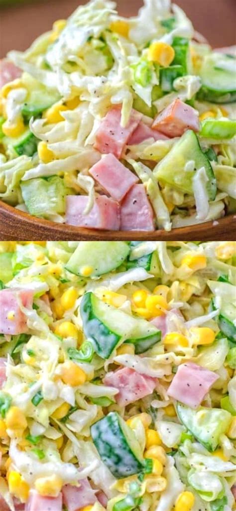 Made With Fresh Cabbage Cucumbers Ham Corn And Scallions This