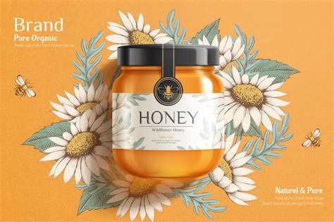 Premium Vector Pure Honey Jar Top View Of Glass Jars With Honey In