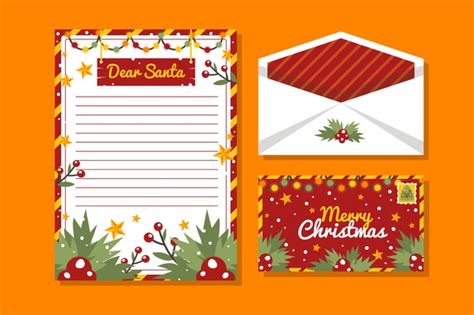 Jetzt aus vielen weihnachtsmotiven kostenloses briefpapier zum ausdrucken aussuchen und weihnachtspost. Flaches designschablonen-weihnachtsbriefpapier ...