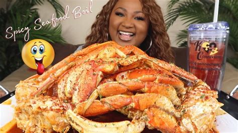 2x Spicy Giant Snow Crab Legs Dungeness Crab Seafood Mukbang 먹방쇼