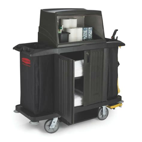 Housekeeping cart suppliers from china (wholesale). Rubbermaid FG9T1900 BLA Housekeeping Cart w/ Vacuum Holder ...