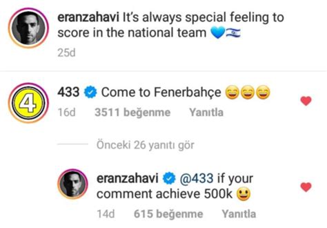 Eran Zahaviden Come To Fenerbahçe çağrısına Flaş Yanıt Aspor