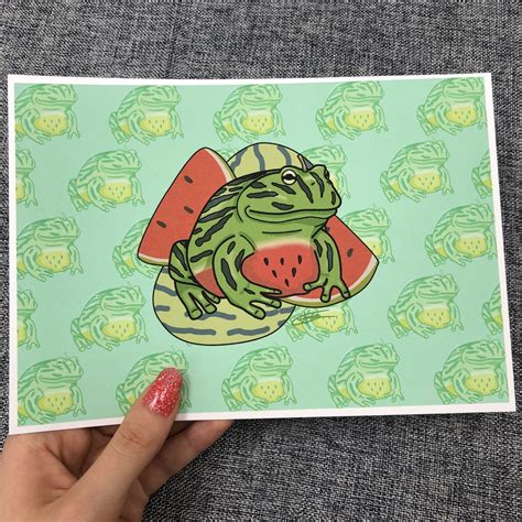 Watermelon Frog A5 Print Etsy