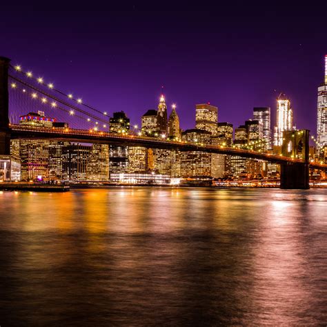 Brooklyn Bridge Wallpaper 4k New York City Skyline Cityscape Night