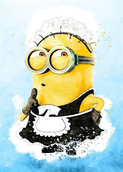 Premium French Maid Minion Watercolor Poster Printed And Etsy
