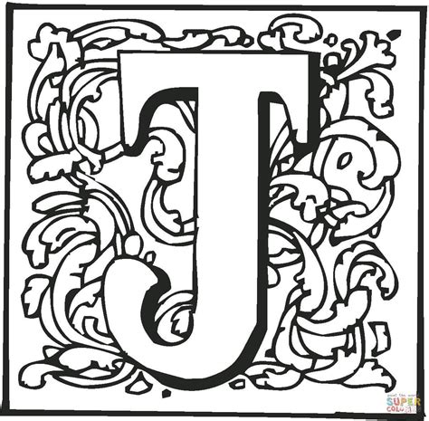 Letter J With Ornament Coloring Page Free Printable Coloring Pages