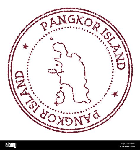 Pangkor Island Round Rubber Stamp With Island Map Vintage Red Passport Stamp With Circular Text