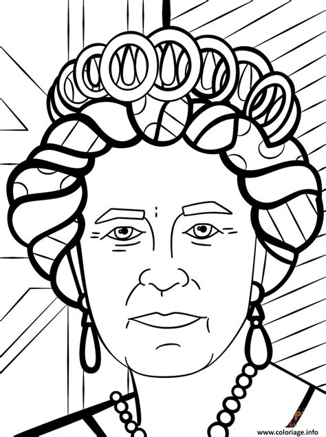 Coloriage Queen Elizabeth By Romero Britto Dessin Romero Britto à Imprimer