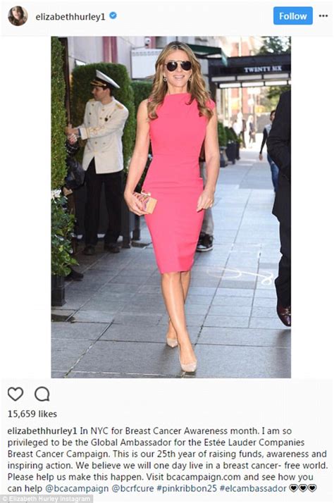 Elizabeth Hurley Wears Pink For Breast Cancer Awareness Daily Mail Online