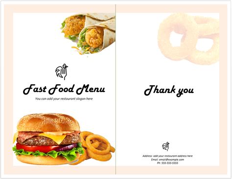 Free Printable Fast Food Menus Printable Templates