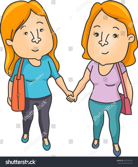 illustration lesbian couple holding hands while stock vector royalty free 435729274 shutterstock