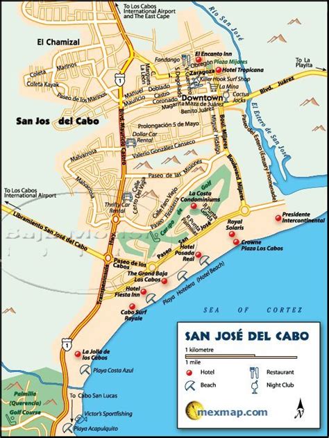 San Jose Del Cabo Mexico Cabos Baja Map Los Cabos Baja Mexico Maps