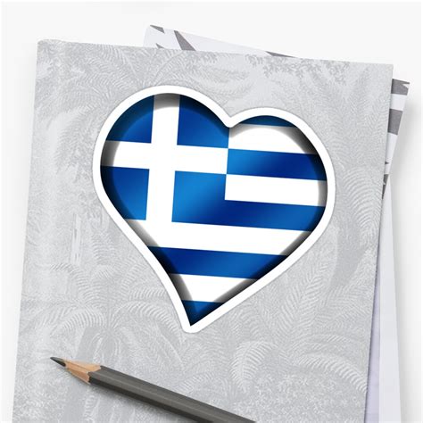 Greek Flag Greece Heart Stickers By Graphix Redbubble