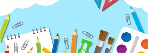 Background Alat Tulis Musim Sekolah Biru Segar Spanduk Biru Segar Latar Belakang Untuk