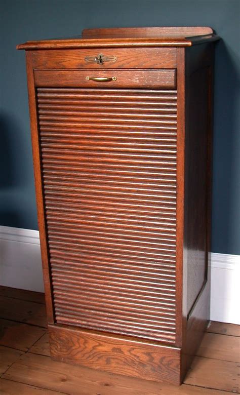 globe wernicke oak tambour front filing cabinet