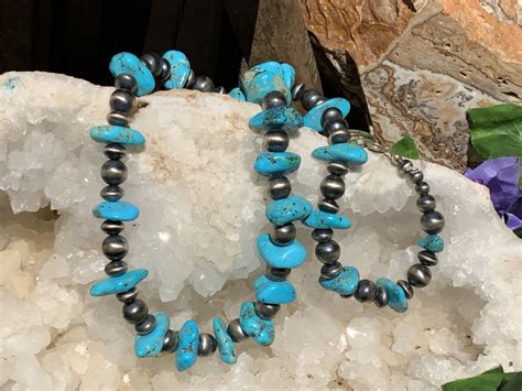 Sleeping Beauty Turquoise Sterling Navaho Beads Necklace Santa Fe